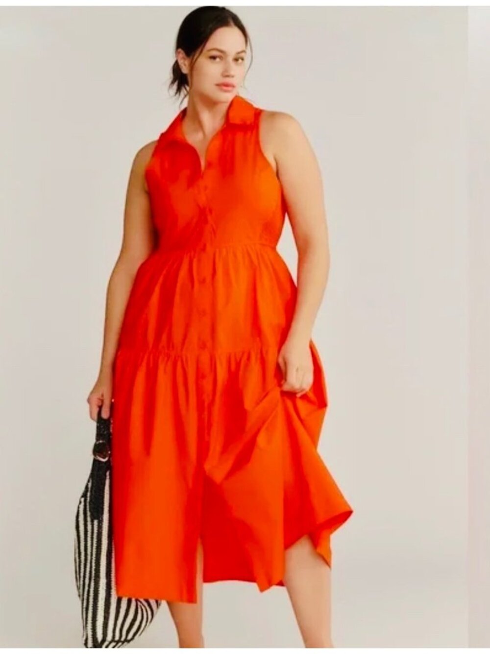 NWT Size 1X - Anthro Maeve Sleeveless Midi Shirt Dress 100% Cotton (US$178)
